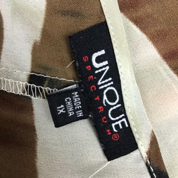 Unique Spectrum Women's Zebra Striped Button Front Blouse Tie Waist Size 1X - Picture 5 of 6